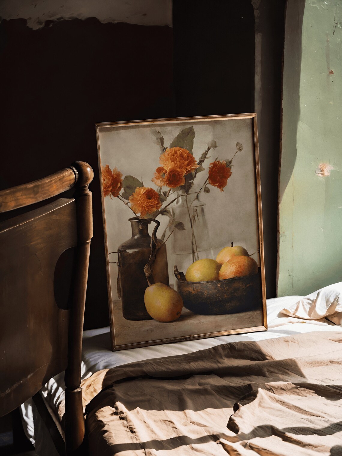 Still Life Vintage Oil Painting, Kitchen Decor - Image 2