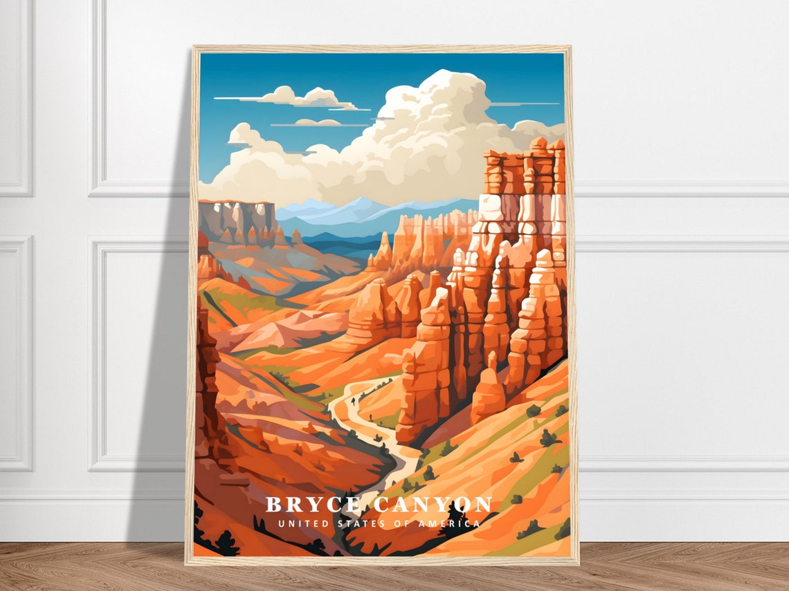 Bryce Canyon Utah Orange Hoodoos National Park Travel Poster Art