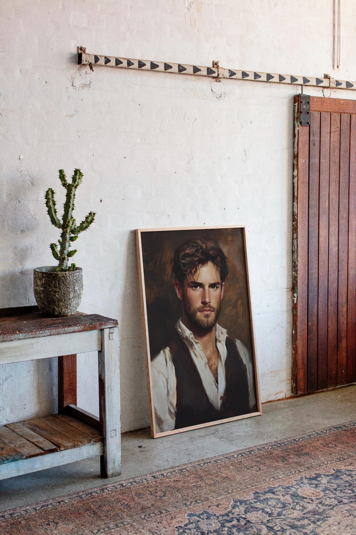 Watercolor Portrait Of Confident Bearded Man Art Print - Image 3