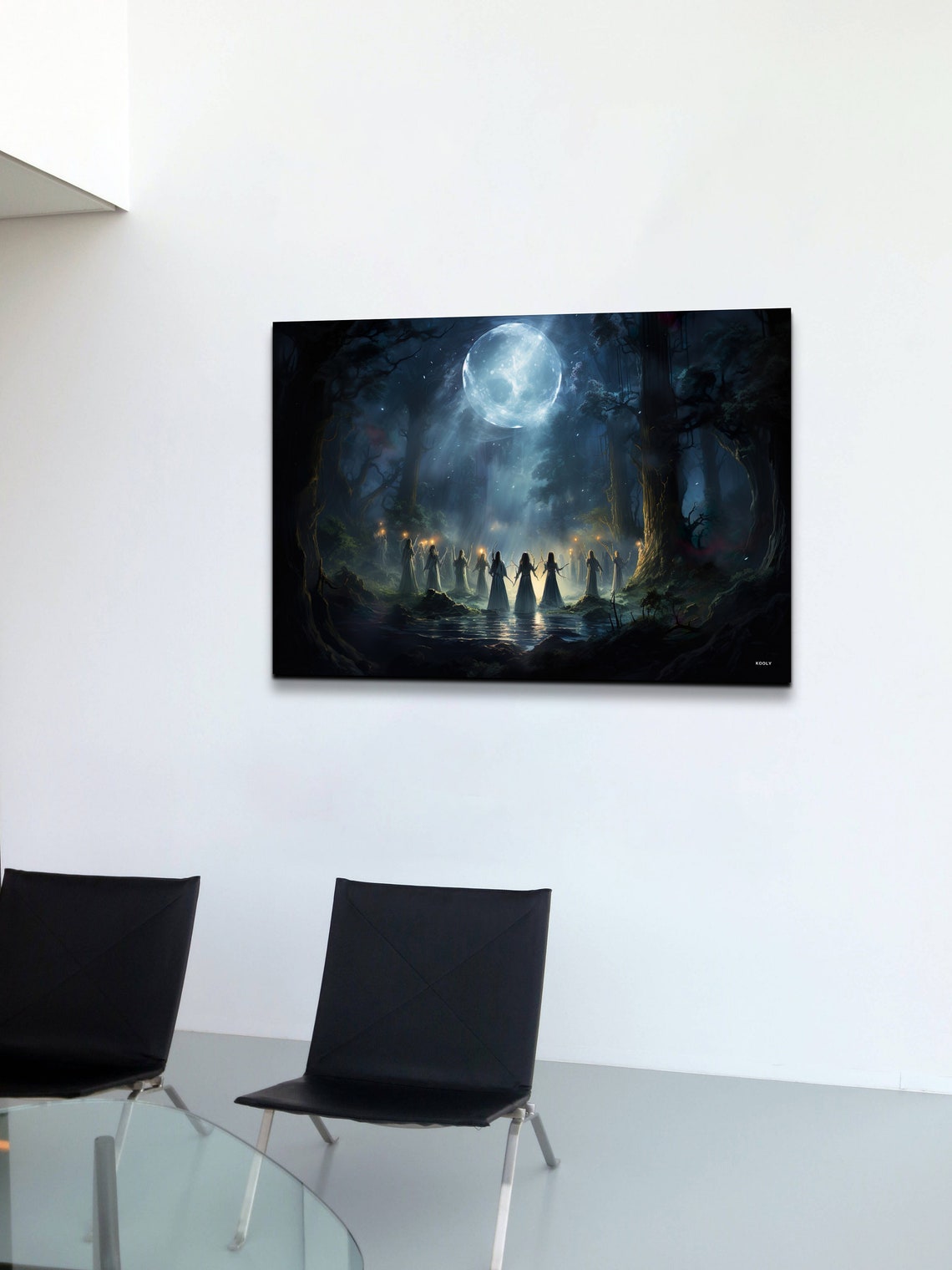 Witches Ritual In Moonlit Forest Under Full Moon Fantasy Poster - Image 7