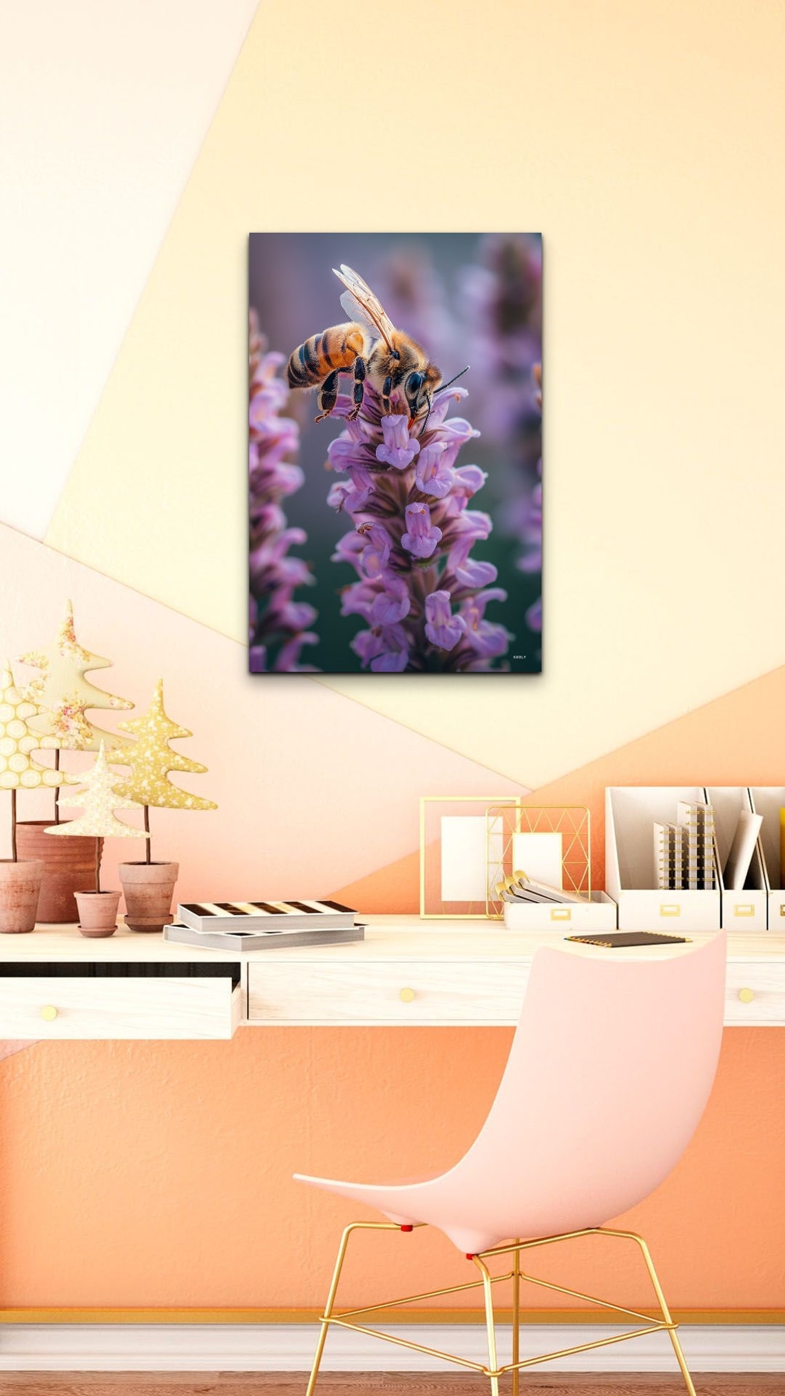 Honey Bee Macro Purple Blossom Pollinating Nature Photo Poster - Image 7