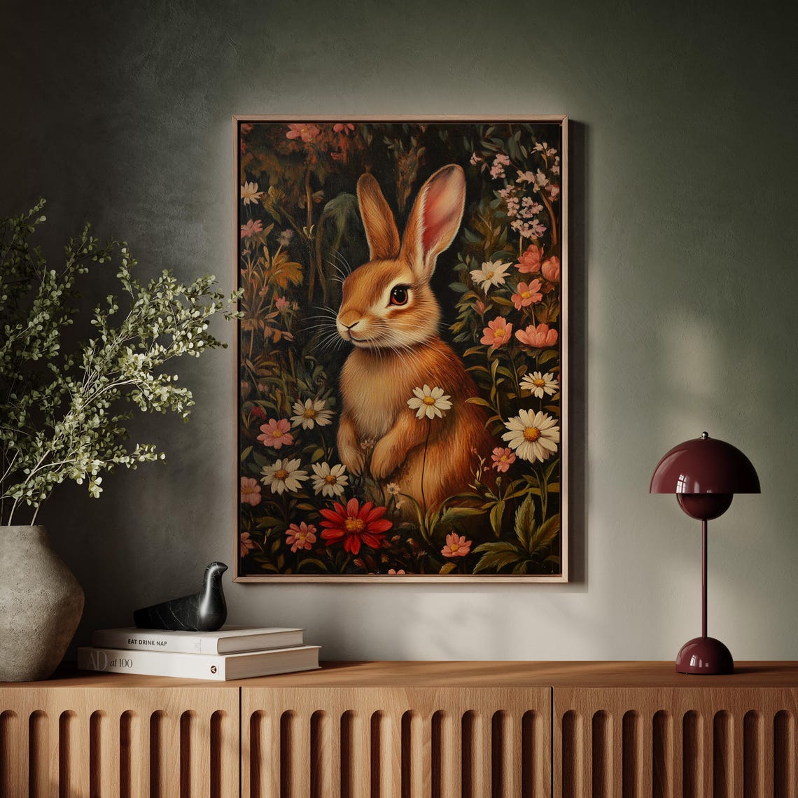 Sweet Rustic Rabbit Among Wildflowers Vintage Woodland Poster - Image 7