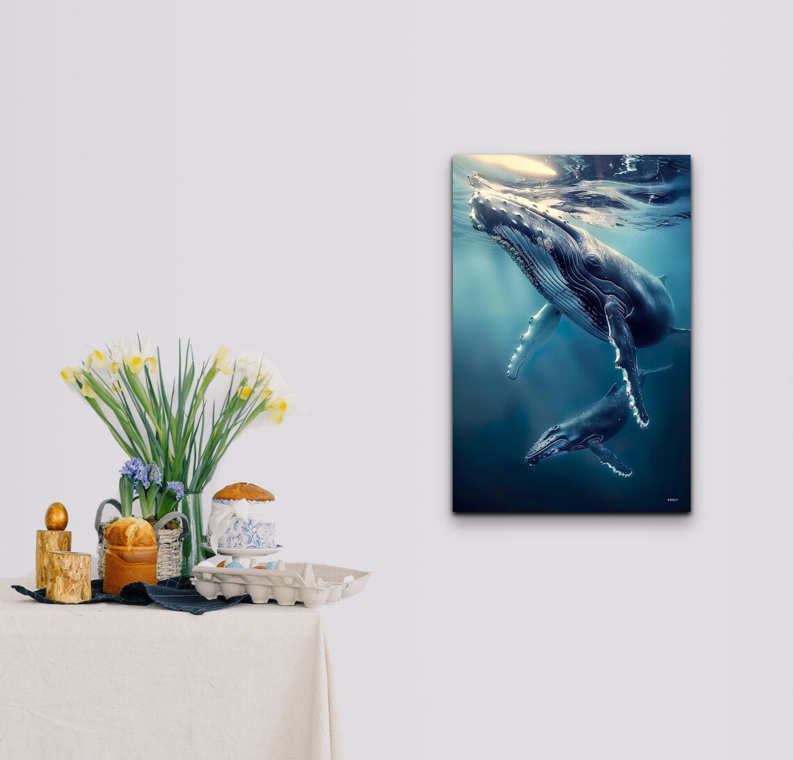 Humpback Whale Mother and Calf Underwater Ocean Life Scene Poster - Image 6