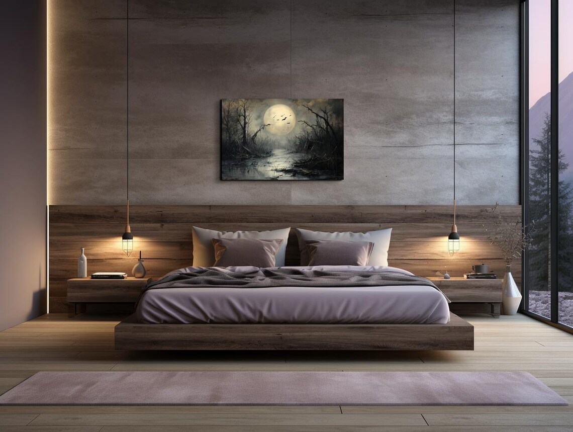 Haunted Swamp Under Full Moon With Bats Moody Halloween Poster - Image 6