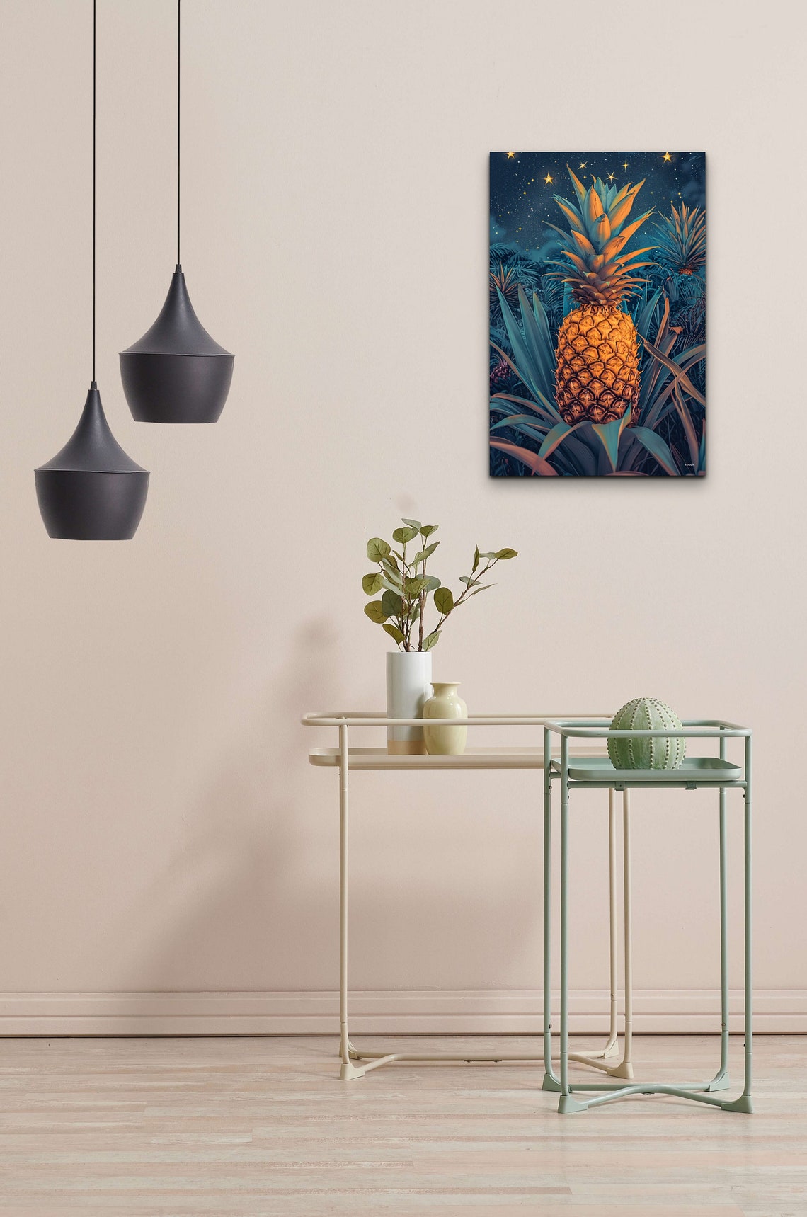 Pineapple Under Starry Night Sky Tropical Jungle Fruit Wall Art - Image 3