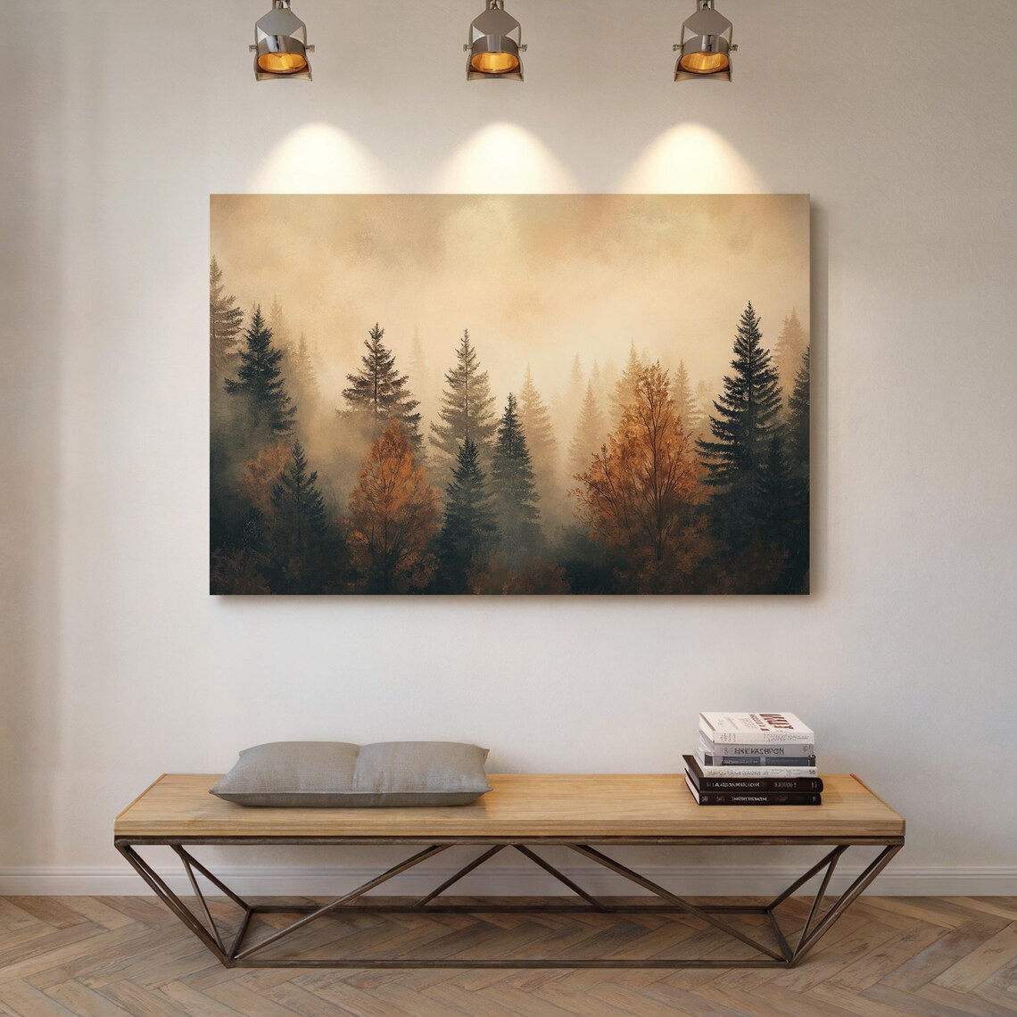 Golden Hour Misty Evergreen Forest Autumn Glow Nature Poster - Image 7