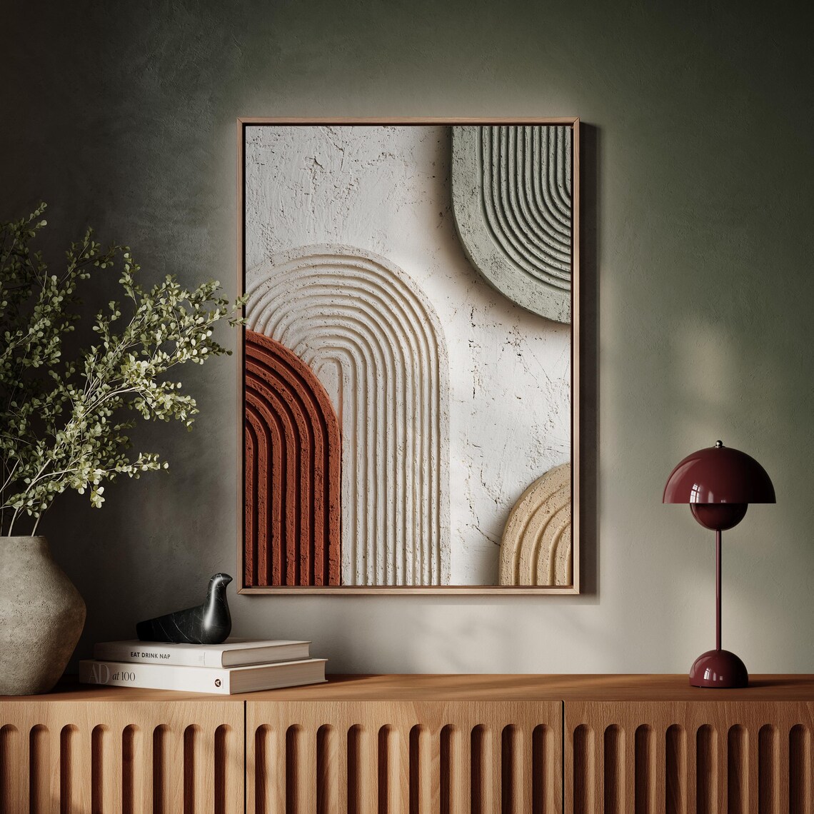Textured Arch Abstract Terracotta Cream Modern Minimalist Geometry Poster