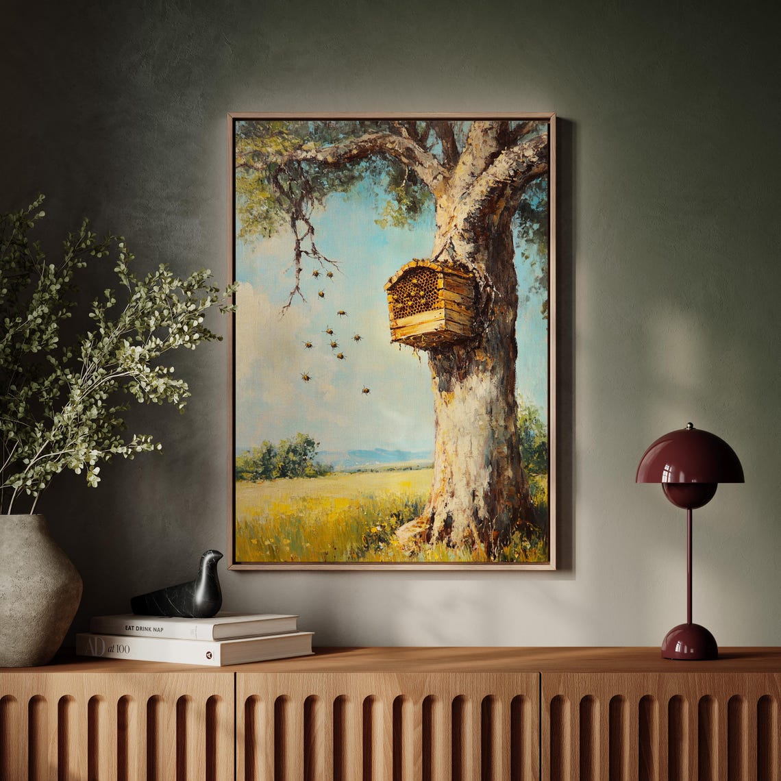 Rustic Bee Hive In Tree Countryside Meadow Vintage Style Poster - Image 7