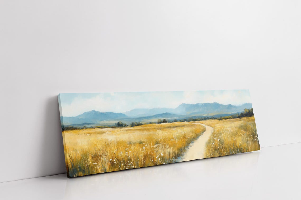 Golden Wheat Field Rustic Countryside Landscape Art Serene Nature Wall Decor Impressionist Rural Meadow Print - Image 3