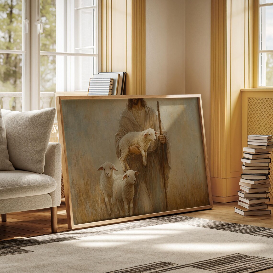 Jesus Carrying A Lamb Art Print, Good Shepherd - Image 3