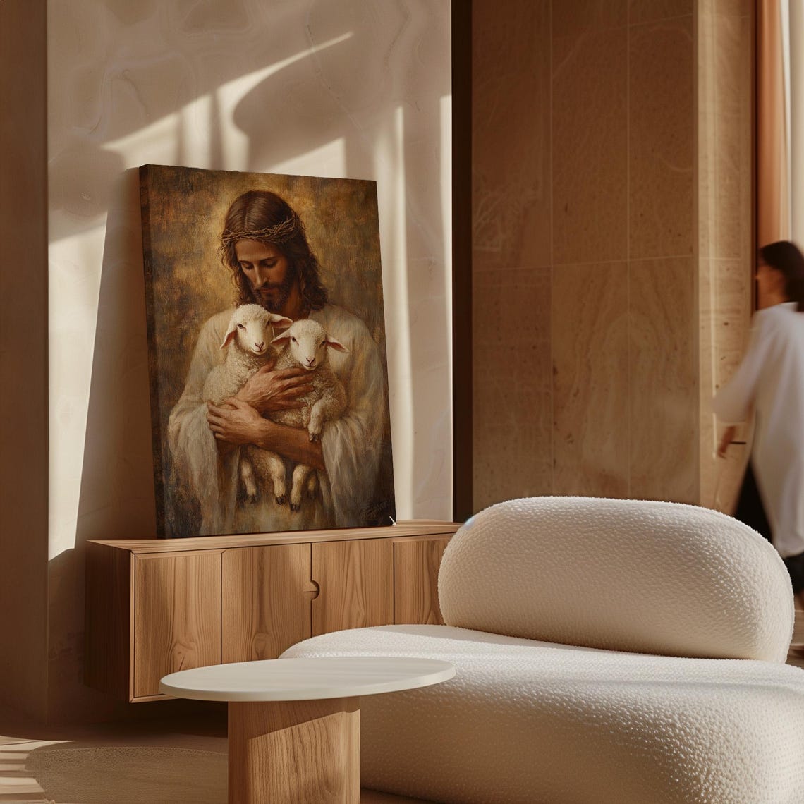 Jesus Good Shepherd Holding Two White Lambs Heartfelt Poster - Image 7