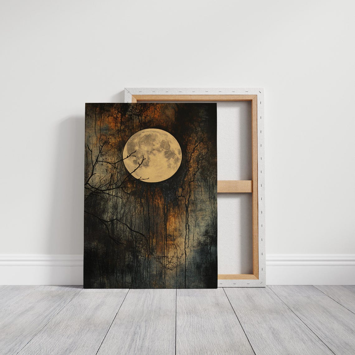 Gothic Full Moon Dark Forest Moody Night Sky Lunar Art Poster - Image 2