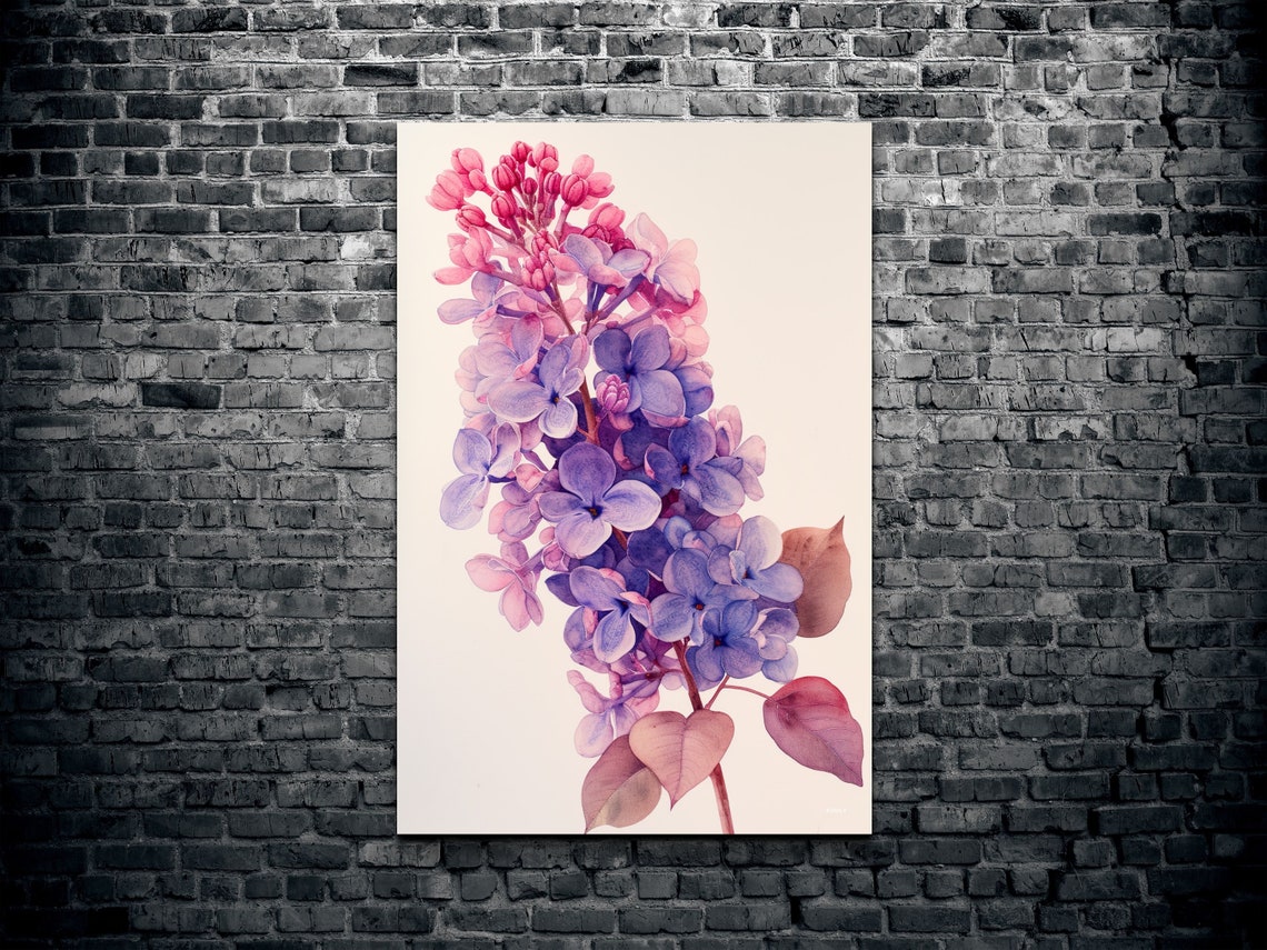 Watercolor Lilac Blossoms Pink Purple Spring Floral Botanical Print - Image 2