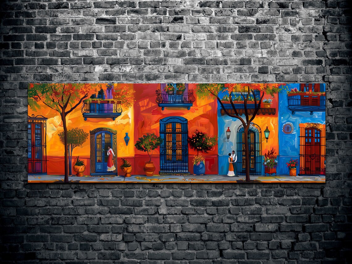 Mexican Villas Abstract Art Print, Southwestern City - Image 2