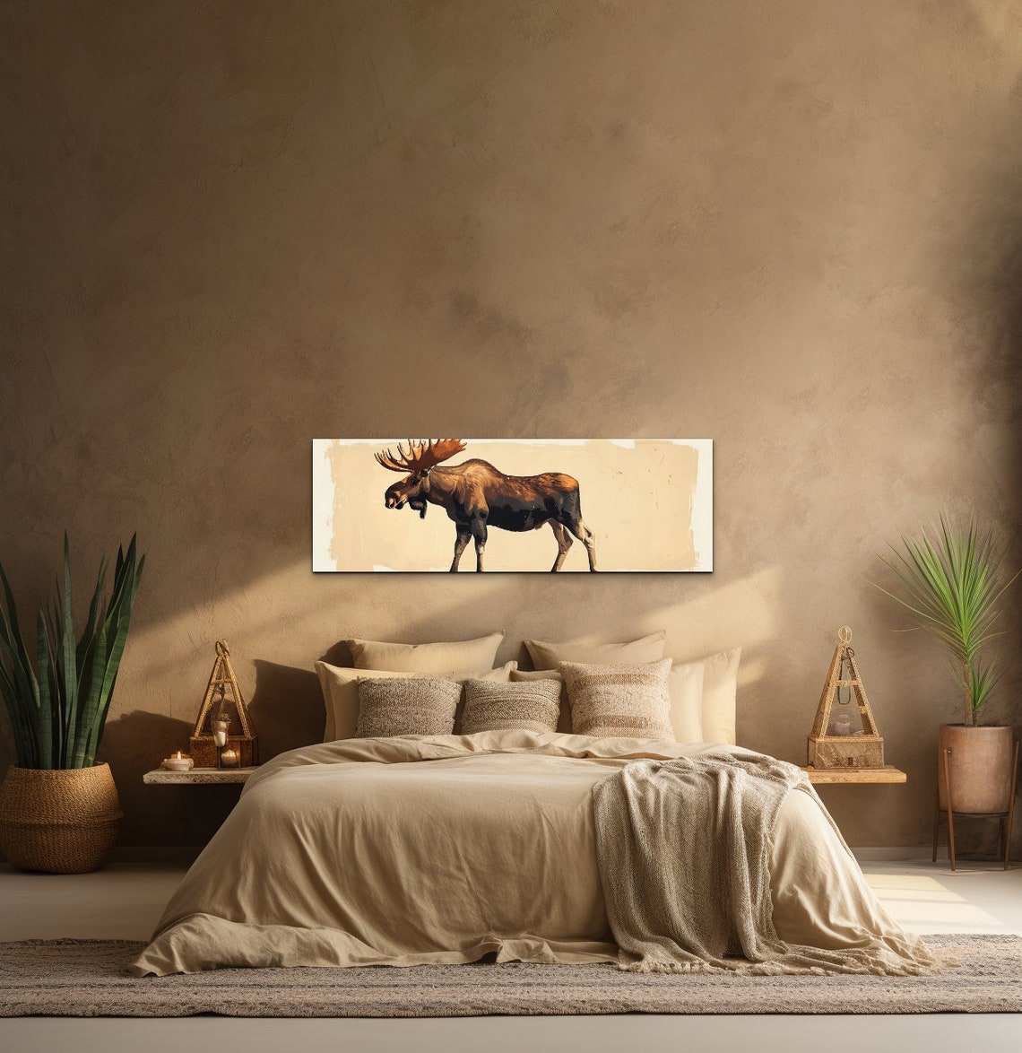 Moose Side Profile Panoramic Mid Century Modern Wildlife Poster - Image 7