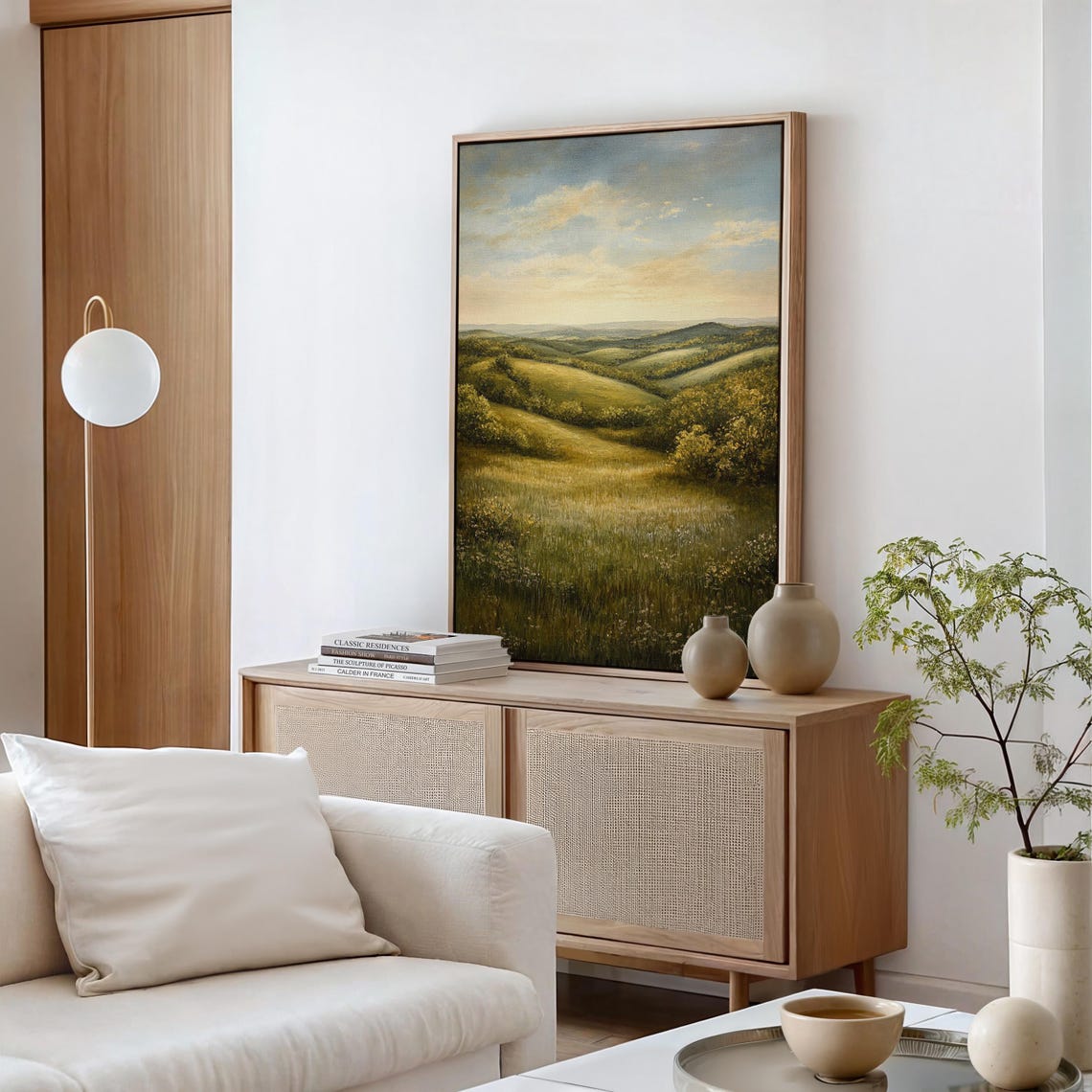Golden Rolling Hills Meadow Vintage Landscape Oil Painting Poster - Image 2