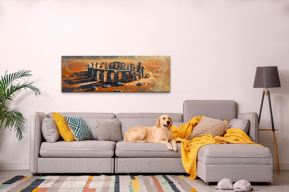 Stonehenge Ancient Stones at Desert Sunset Historic Painting Wall Art - Image 7