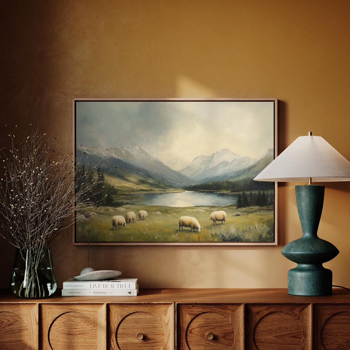Serene Sheep In Mountain Meadow, Rustic Landscape - Image 5