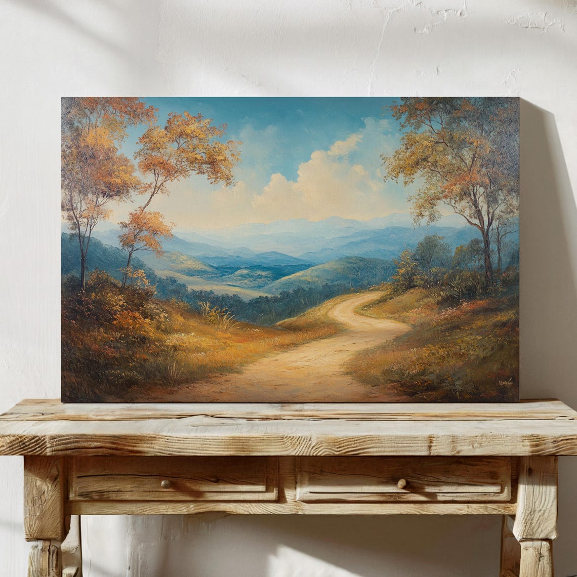 Autumn Country Path Winding Through Golden Hills And Fall Trees Poster - Image 3