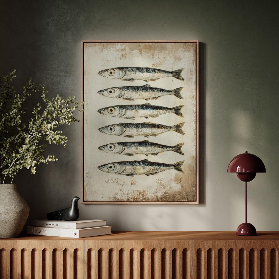 Vintage Fish Art Coastal Kitchen Decor Rustic Seafood Painting Print Nautical Wall Art Farmhouse Coastal Style Poster - Image 4