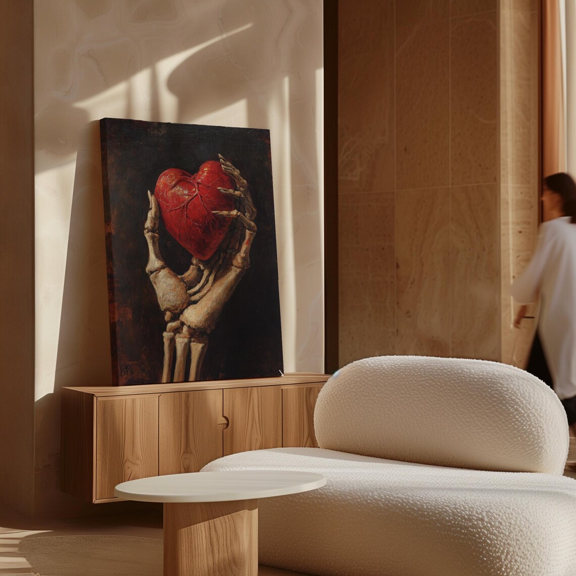 Skeleton Hand Holding Red Heart Dark Gothic Anatomy Oil Painting Poster - Image 7