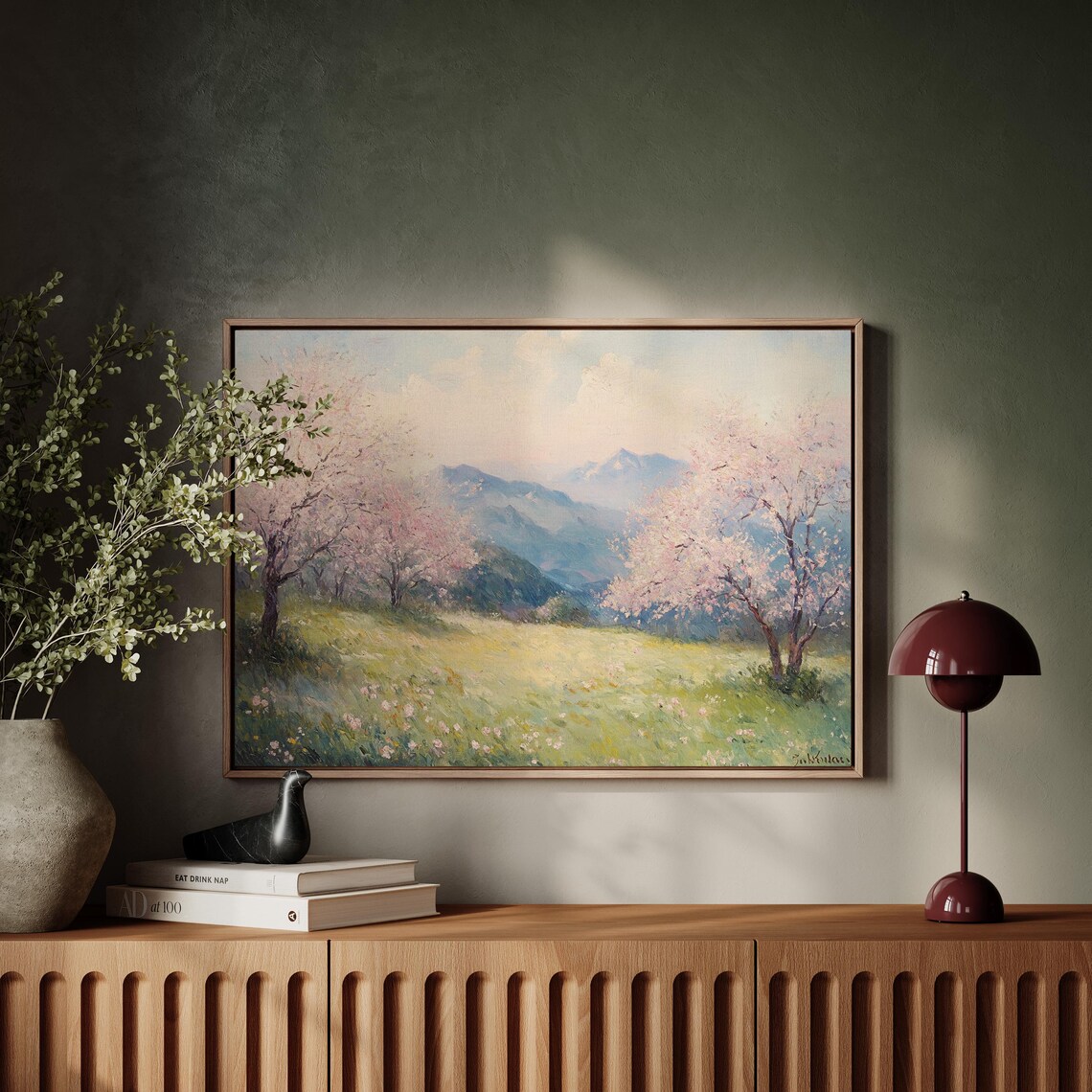 Spring Blossom Meadow Landscape, Serene Nature Art Print - Image 5