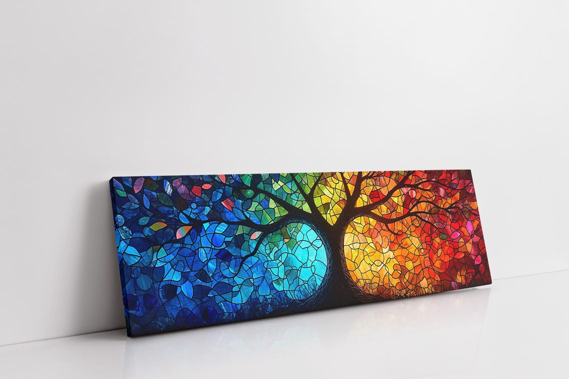 Yggdrasil Tree of Life Stained Glass Mosaic Colorful Wall Art - Image 7