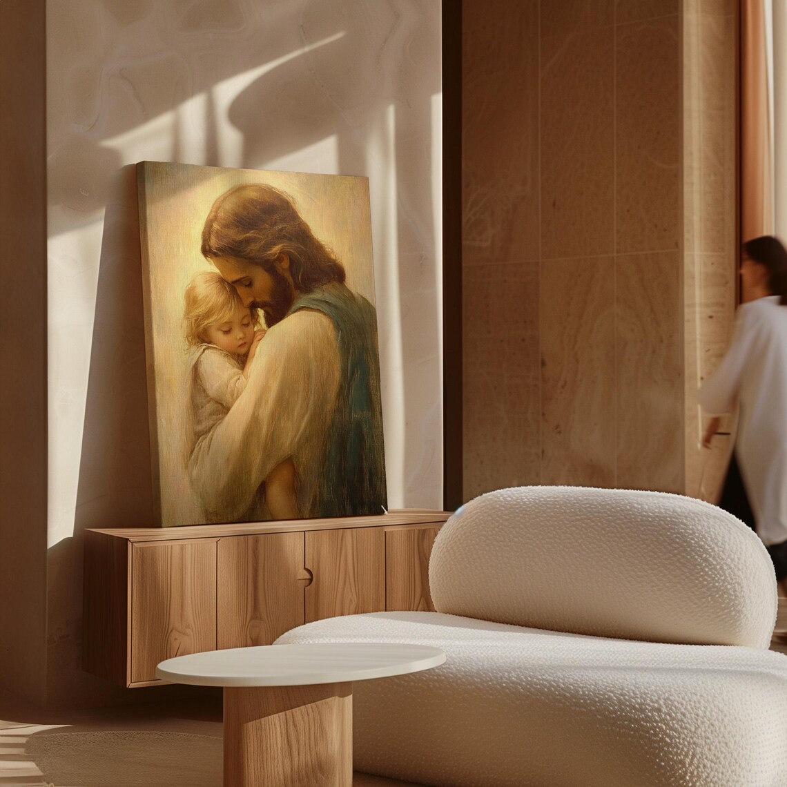 Jesus Embracing a Small Child in Warm Golden Light Christian Poster - Image 7