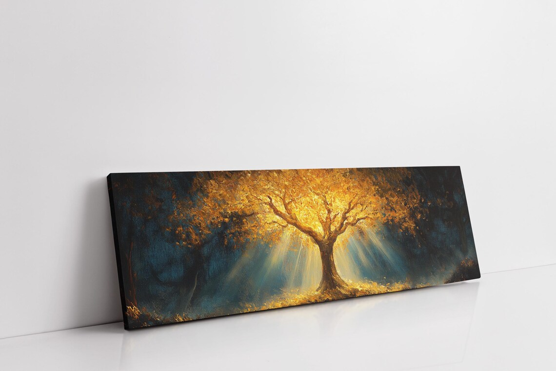 Golden Tree Of Light, Mystical Forest Art Print - Image 7