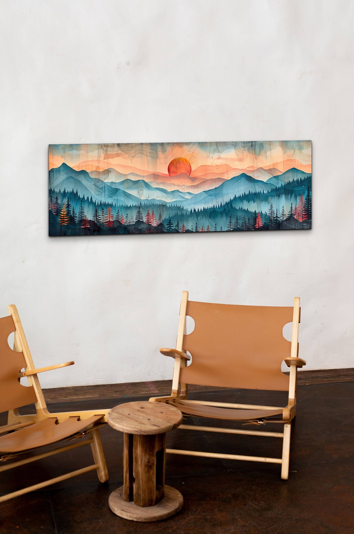 Rocky Mountain Mid-Century Modern Panoramic Art Print - Image 6