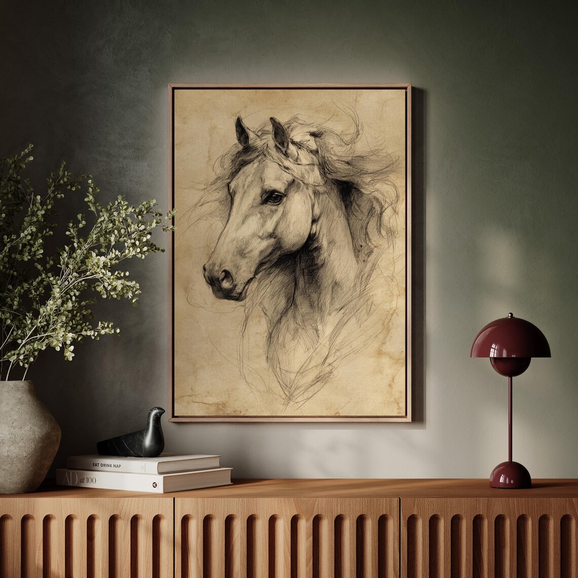 Vintage Horse Sketch, Rustic Equine Art Print