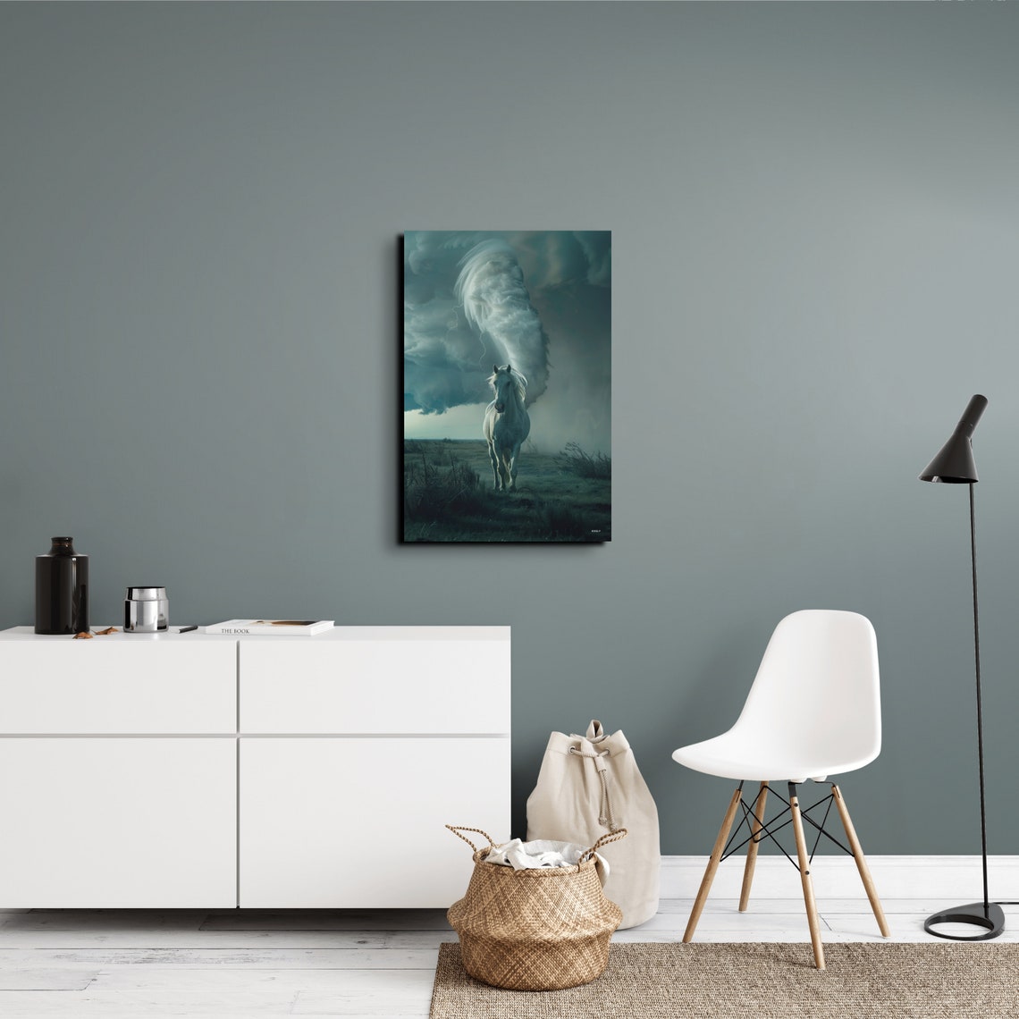 White Horse Before Tornado Cloud Dramatic Storm Lightning Poster - Image 5
