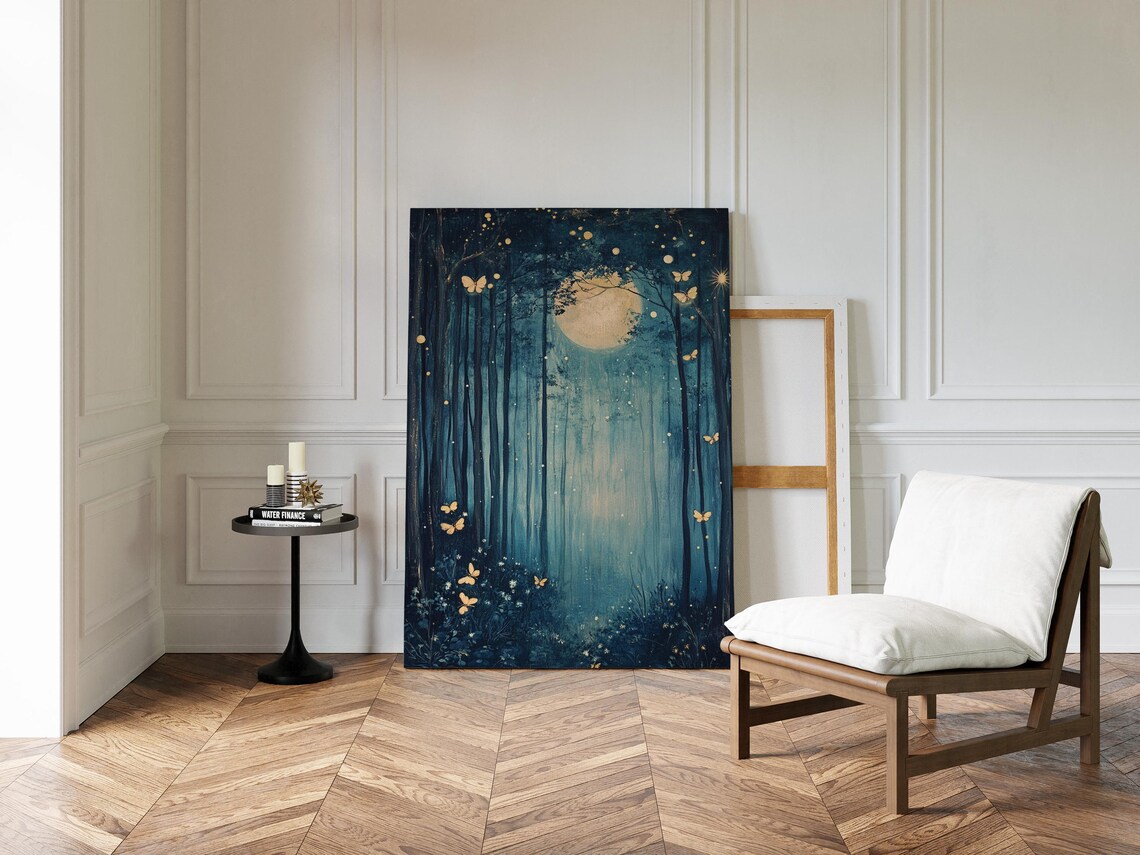 Enchanted Forest Moonlit Scene, Mystical Nature Fantasy - Image 4