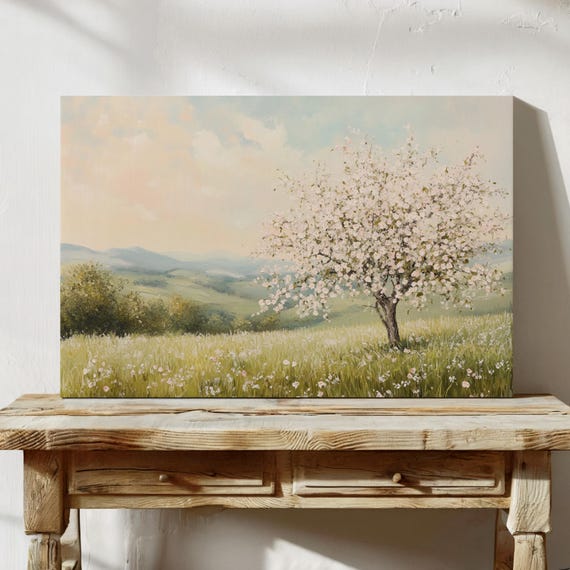 Serene Springtime Blossom Wall Art Beautiful Blooming Tree Landscape For Hangable Home Or Office Decor