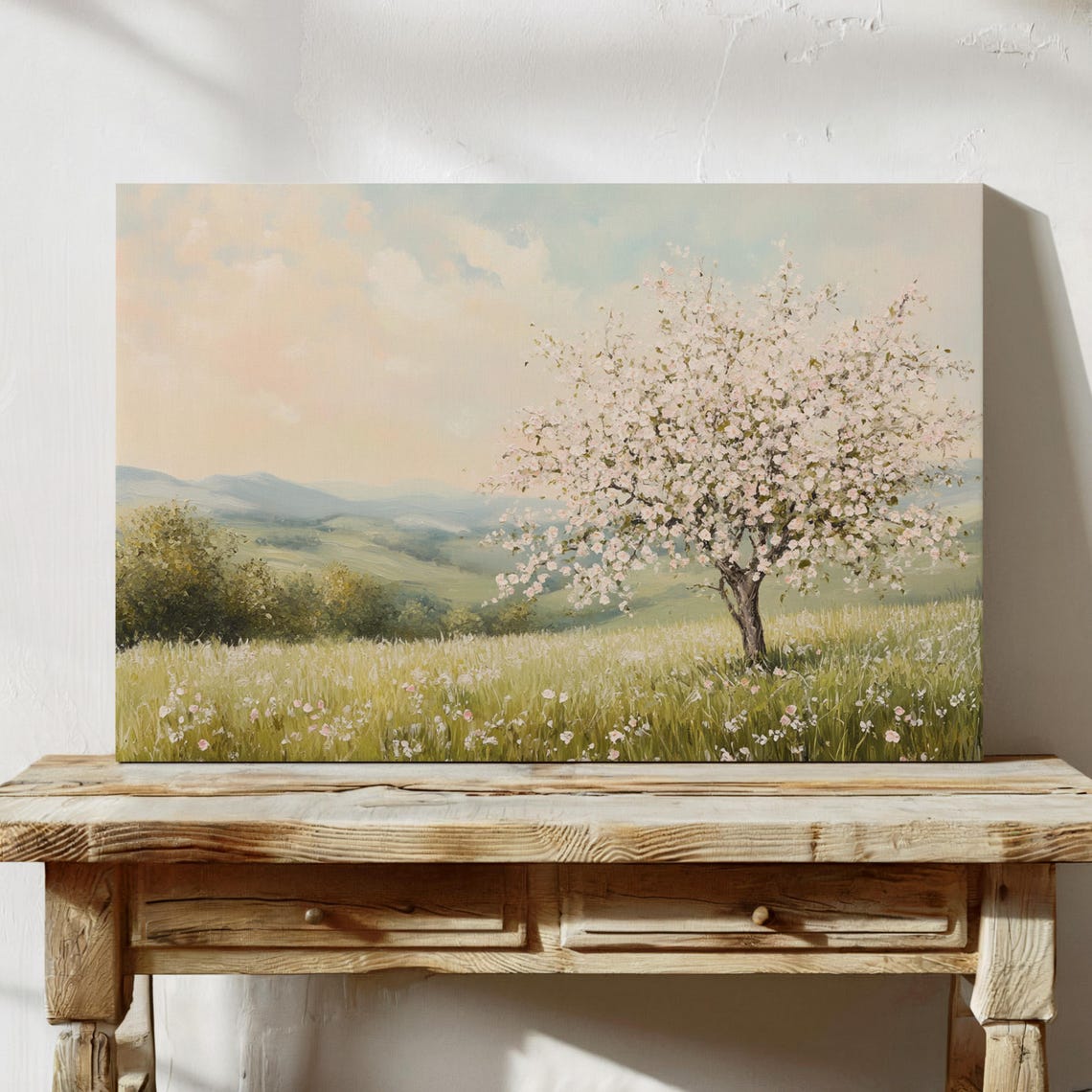 Serene Springtime Blossom Wall Art Beautiful Blooming Tree Landscape For Hangable Home Or Office Decor