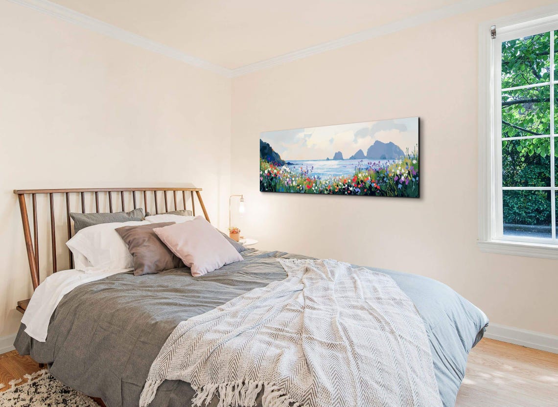 Coastal Wildflower Meadow Ocean View Panoramic Landscape Poster - Image 4