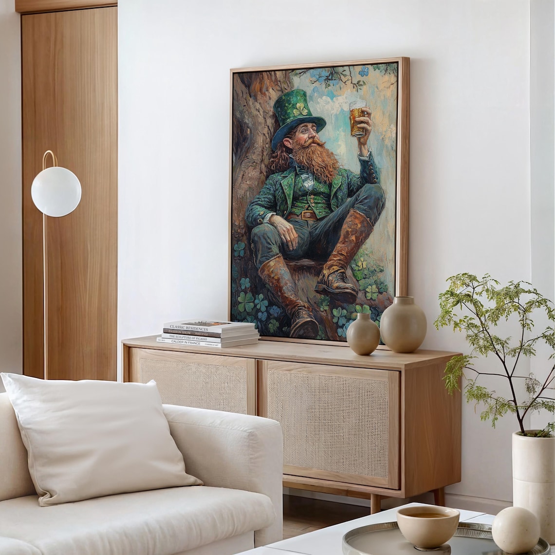 Cheerful Leprechaun in Green Top Hat Art Print - Image 5