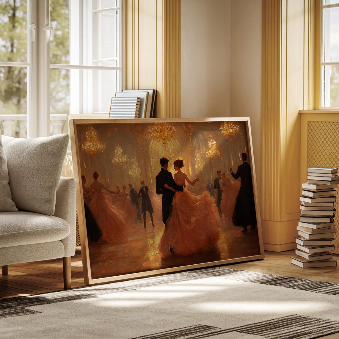 Elegant Ballroom Waltz, Vintage Dance Art Print
