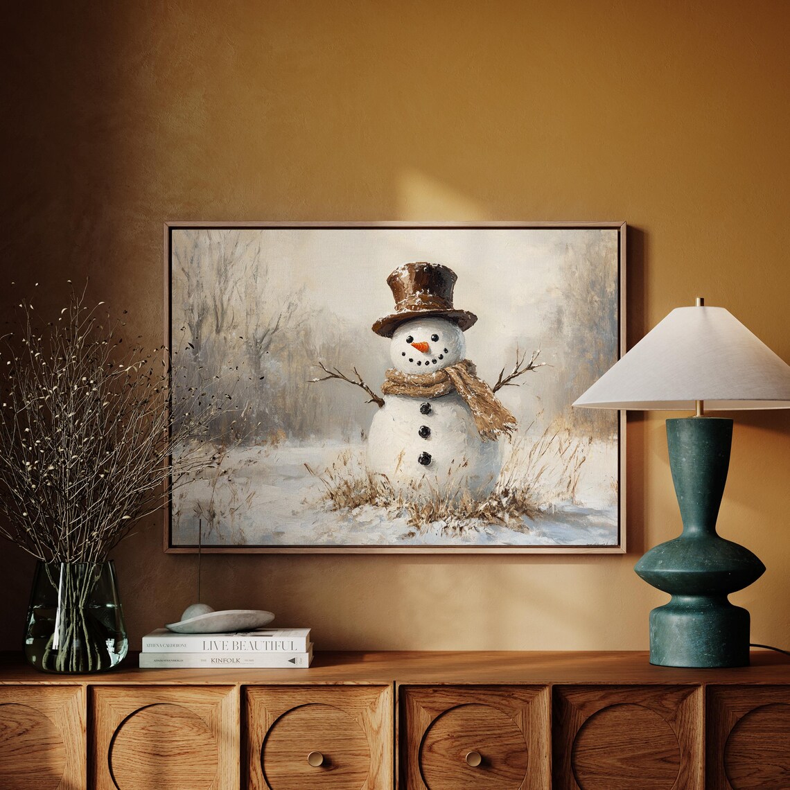 Rustic Snowman Vintage Winter Wall Art Print - Image 6