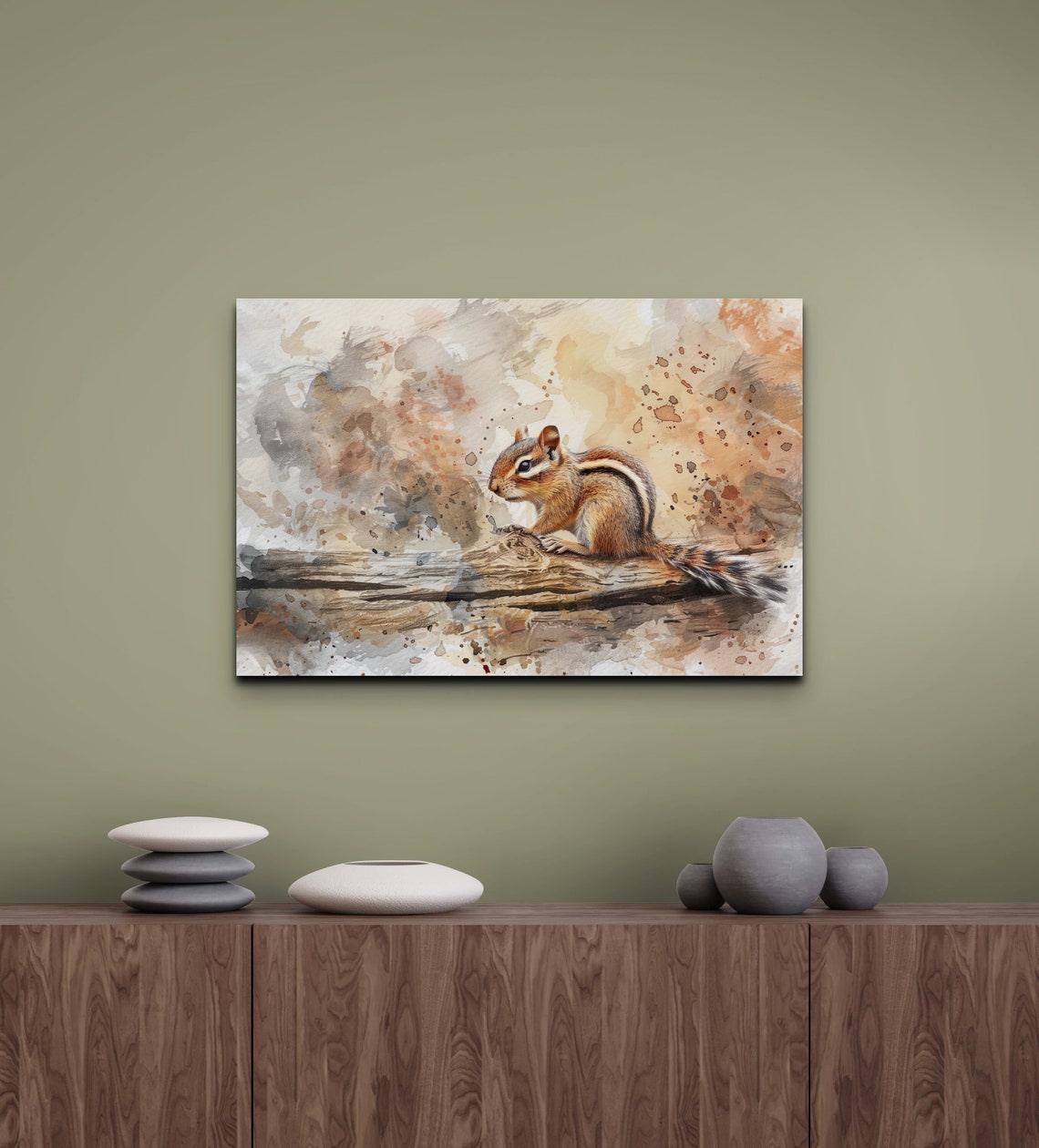 Chipmunk Watercolor Portrait Warm Woodland Wildlife Art Poster - Image 6