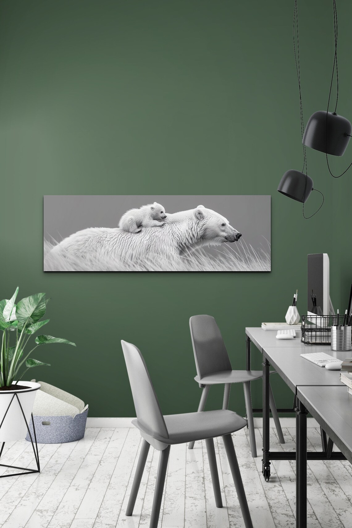 Mamma Bear Cub, Black And White Wall Art - Image 6
