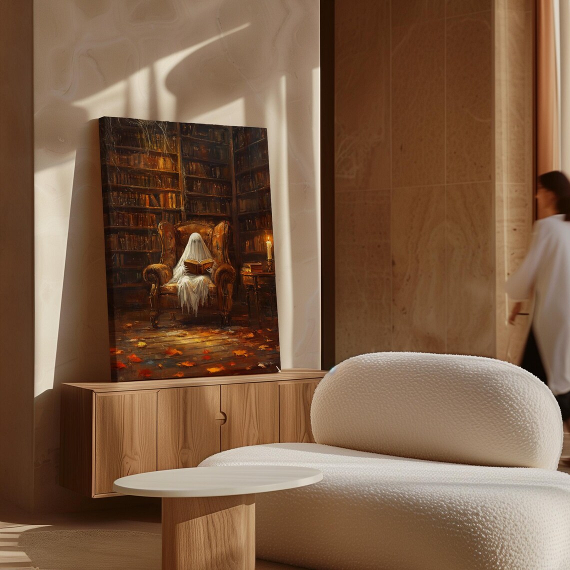 Ghost Reading In Haunted Library - Vintage Halloween - Image 4