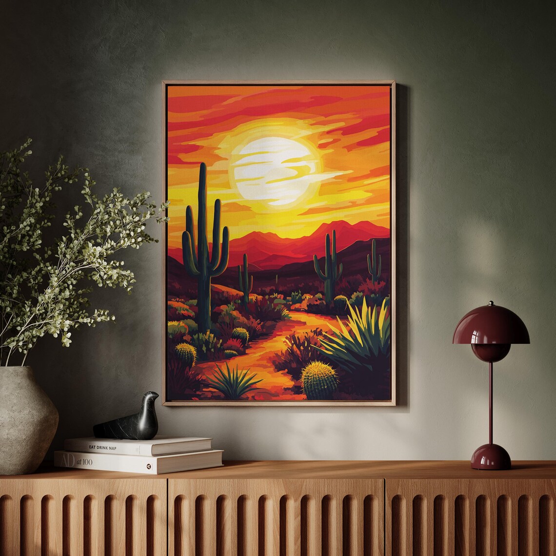 Desert Sunset Cactus Southwestern Landscape Art Print - Image 7