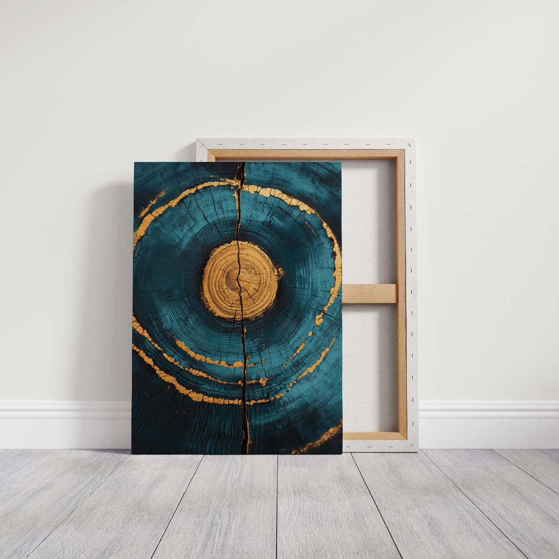 Teal Gold Cracked Tree Ring Golden Core Botanical Decor Poster - Image 6