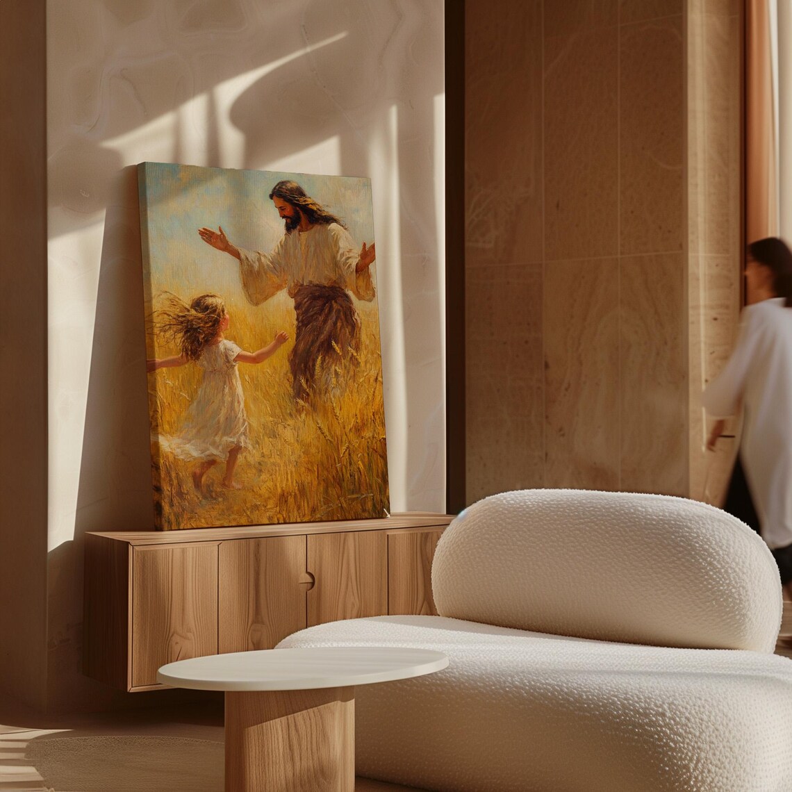 Jesus Welcoming a Little Girl With Open Arms in a Wheat Field Poster - Image 7