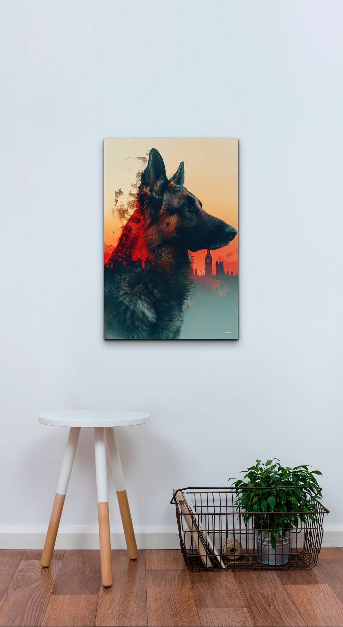 German Shepherd Sunset Double Exposure Dog Portrait Nature Wall Art - Image 6