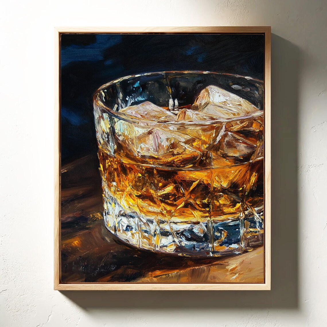 Crystal Whiskey Tumbler Impasto Oil Painting Dark Bar Wall Poster - Image 3