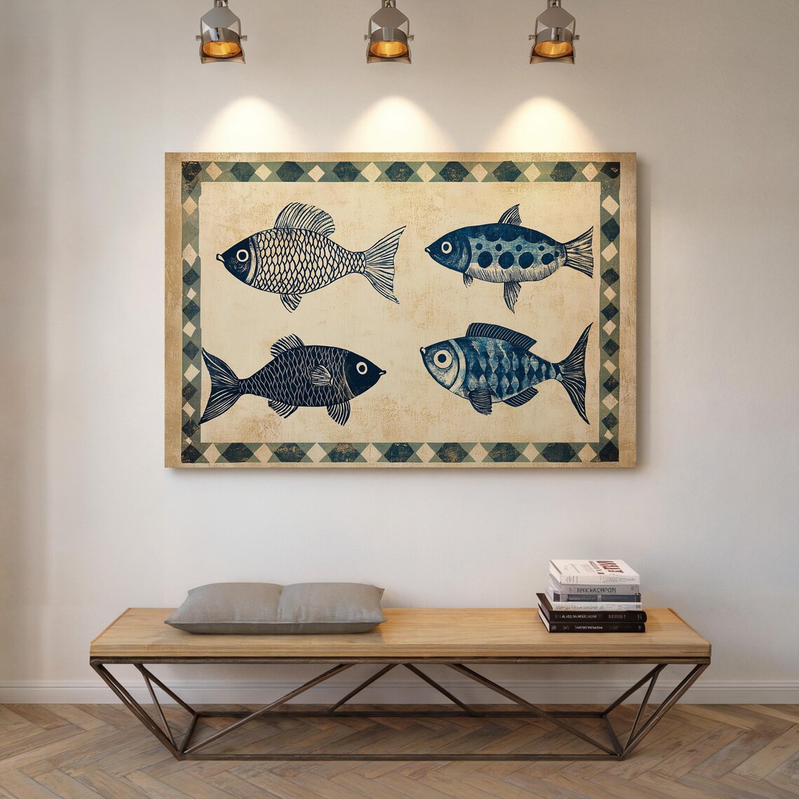 Coastal Blue Fish Wall Art Nautical Hangable Art For Beach House Rustic Ocean Themed Home Decor - Image 7