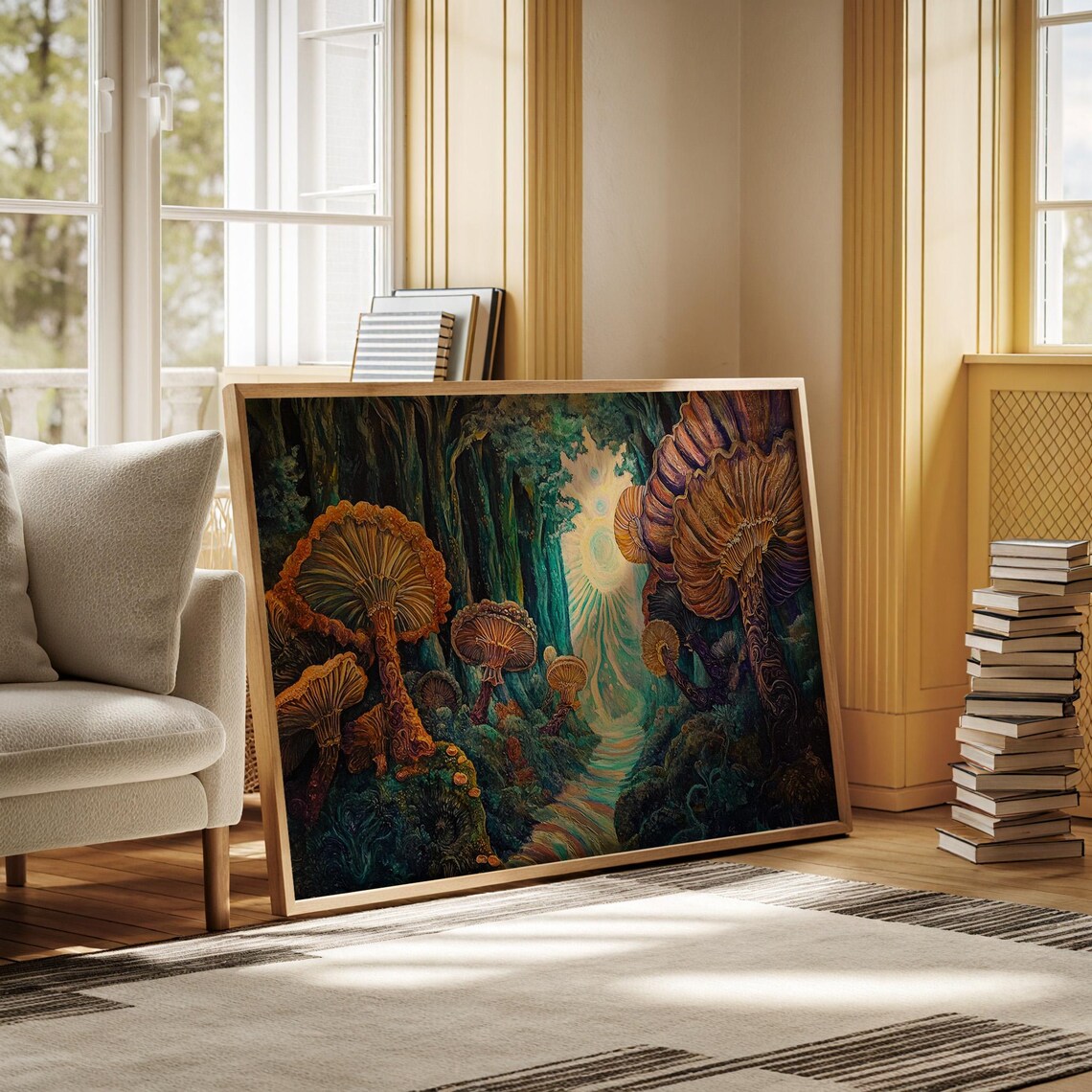 Enchanted Mushroom Forest Art Print, Mystical Fungi - Image 3
