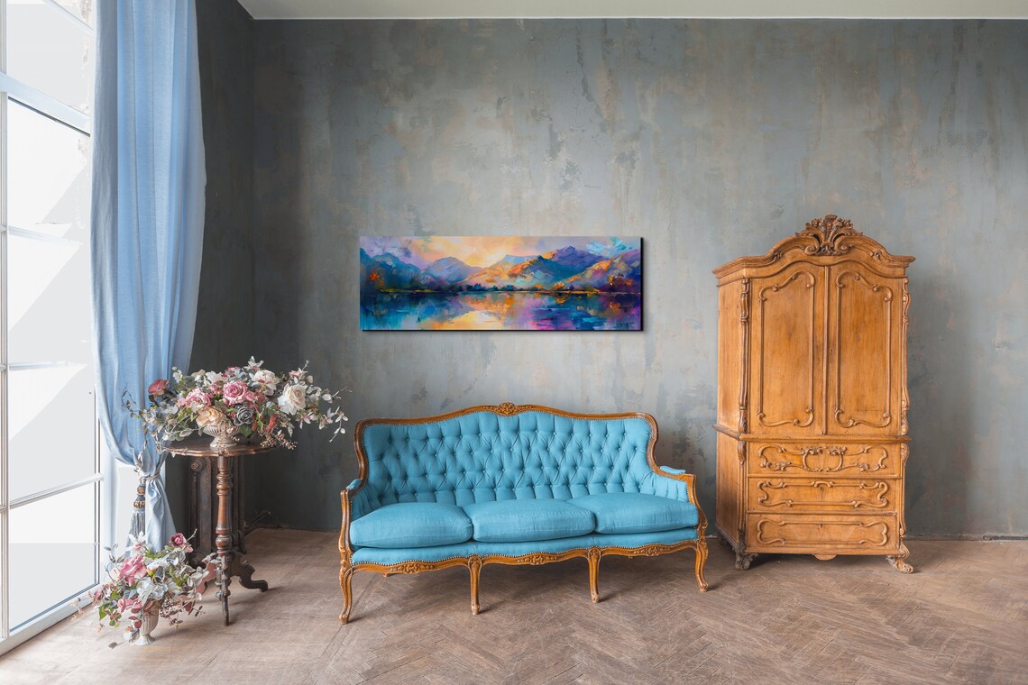 Panoramic Mid Century Modern Mountain Wall Art - Image 5